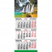 Календарь настенный 3-х блочный Трио Стандарт,2024,295х710,Бурн водоп К119