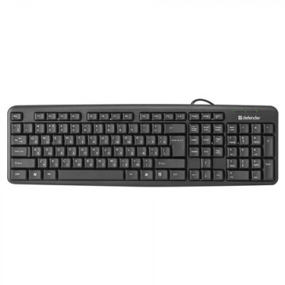 Клавиатура проводная DEFENDER Element HB-520, РАЗЪЕМ PS/2, 104 клавиши + 3 доп. клавиши, черная