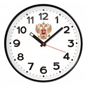 Часы настенные Troyka 77770732, круглые, 30*30*5, черная рамка