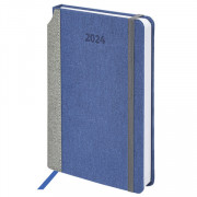 Ежедневник датированный 2024 А5 138x213 мм BRAUBERG Mosaic, под кожу, синий, 114904
