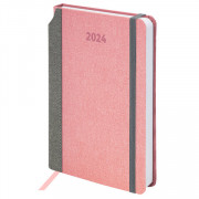 Ежедневник датированный 2024 А5 138x213 мм BRAUBERG Mosaic, под кожу, розовый, 114908