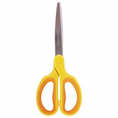 Ножницы 185мм BRAUBERG Extra классической формы, ребристые резиновые вставки, оранжево-желтые