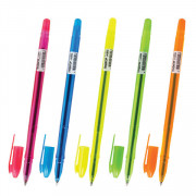 Ручка шариковая ПИФАГОР Neon масляная синяя, корпус неон ассорти, узел 1 мм, линия письма 0,7 мм