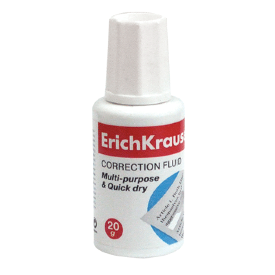 Корректирующая жидкость ERICH KRAUSE 20 мл, флакон с кисточкой