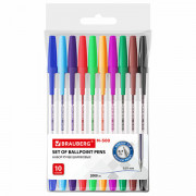 Ручки шариковые BRAUBERG M-500 набор 10 цветов, ассорти, узел 0,7 мм, линия письма 0,35 мм
