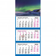 Календарь настенный 3-х блочный 2024,305х697, Северное сияние,3 спир,80г/м2