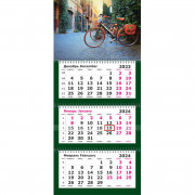 Календарь настенный 3-х блочный 2024,330х730 Премиум,Велосипед 3спир,80г/м2