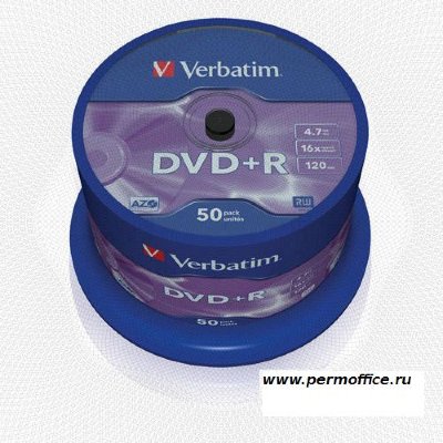 Носители информации Verbatim DVD+R 4,7Gb 16х Cake/50 43550