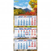 Календарь настенный 3-х блочный 2024,Осенний пейзаж,3сп,оф,310х680,4524008