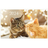 Календарь квартальный трехблочный настенный 2024 год BRAUBERG, Милые кошки (295х750 мм)