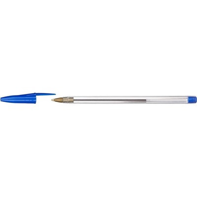 Ручка шариковая, прозрачный корпус, синяя, 1 мм