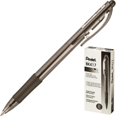 Ручка шариковая PENTEL BK417-А автомат рез.манж.черный ст. 0,3мм Япония