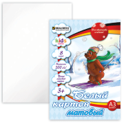 Картон белый А3 8 л. BRAUBERG Мишка на лыжах, (детская серия) 297*420мм, 124762