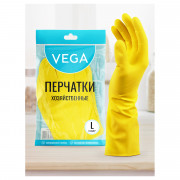 Перчатки резиновые Vega, с хлопковым напылением, р-р L