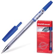 Ручка шариковая ERICH KRAUSE Ultra L-10, масляная, корпус прозрачный, 0,7 мм, синяя