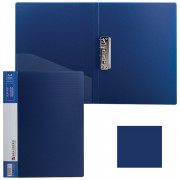 Папка с зажимом BRAUBERG Contract, синяя, до 100 л., 0,7 мм, 221787