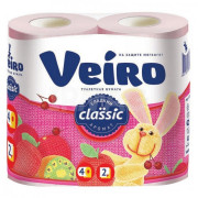Бумага туалетная 2-сл. Veiro Classic розовая с тисн.4рул./уп. (17,5м)