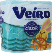 Бумага туалетная 2-сл. Veiro Classic голубая с тисн.4рул./уп. (17,5м)