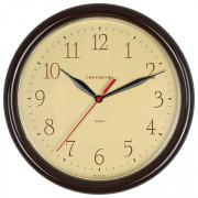 Часы настенные Troyka 21234287, круг, бежевые, коричневая рамка, 24,5*24,5*3,1 см