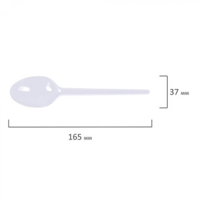 Ложка столовая одноразовая пластиковая 165 мм, белая, КОМПЛЕКТ 100 шт., БЮДЖЕТ