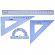 Набор чертежный средний (линейка 30 см, треугольник 2 шт., транспортир), тонир. прозрачный, НГ05