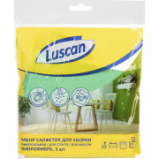 Салфетка хозяиственная Luscan универсальная  микрофибра для стекла и мебели, 30х30 см, 3 шт/уп.