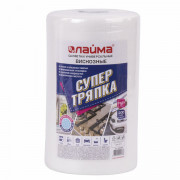 Салфетки универсальные в рулоне 200 шт., СУПЕР ТРЯПКА, 23х25 см, вискоза, 40 г/м2, соты, LAIMA, 605488