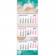 Календарь настенный 3-х блочный 2024,330х790, Пляж, 3 спирали, 80г/м2