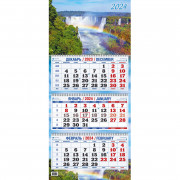 Календарь настенный 3-х блочный 2024,Водопад,3 спир,офс,310х680,КБ02-24