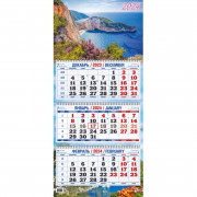 Календарь настенный 3-х блочный 2024,Лазурн берег,3спир,офс,310х680,КБ07-24