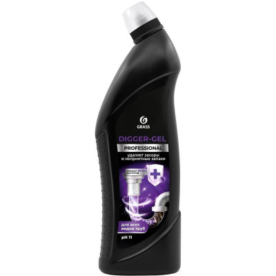Средство для прочистки труб GRASS Digger-Gel Professional щелочное 1000 мл.