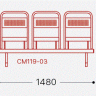 Многоместная секция Раунд СМ119-03 перфорированная белая (3 места, металл)