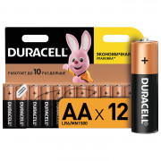 Батарейки КОМПЛЕКТ 12 шт., DURACELL Basic ОРИГИНАЛ, AA (LR6, 15А), алкалиновые, пальчиковые