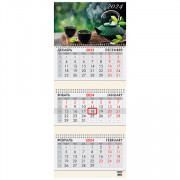 Календарь квартальный трехблочный настенный 2024 год BRAUBERG, Умиротворение (295х750 мм)