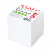 Блок для записей STAFF непроклеенный, куб, 9х9х9 см, белый, 126366