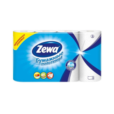 Полотенца бумажные 2-сл. ZEWA, белые 4рул/уп.