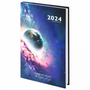 Ежедневник датированный 2024 145х215 мм, А5, STAFF, ламинированная обложка, Space, 115140
