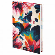 Ежедневник датированный 2024 145х215 мм, А5, STAFF, ламинированная обложка, Flower delight, 115143
