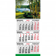 Календарь настенный 3-х блочный Трио Стандарт, 2024, 295х710, Березы К108