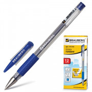 Ручка гелевая BRAUBERG ,Number One,, корпус прозрачный, толщ.письма 0,5мм, рез. держ, 141193, синяя