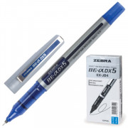 Ручка роллер ZEBRA ,Zeb-Roller DX5,, корпус серебристый, толщ.письма 0,5мм, синяя, EX-JB2-BL